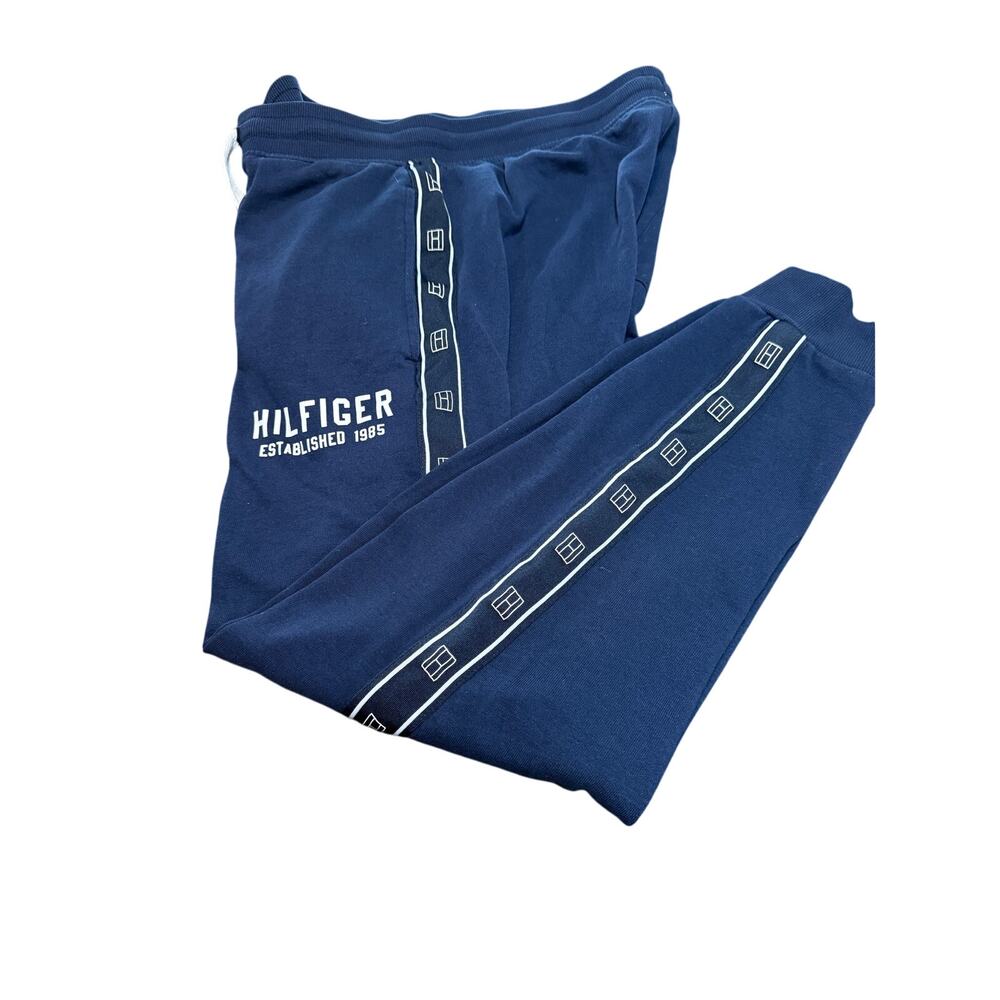 Tommy Hilfiger Sleep Pants Logo Trim Navy/White Women's M Drawstring Pockets